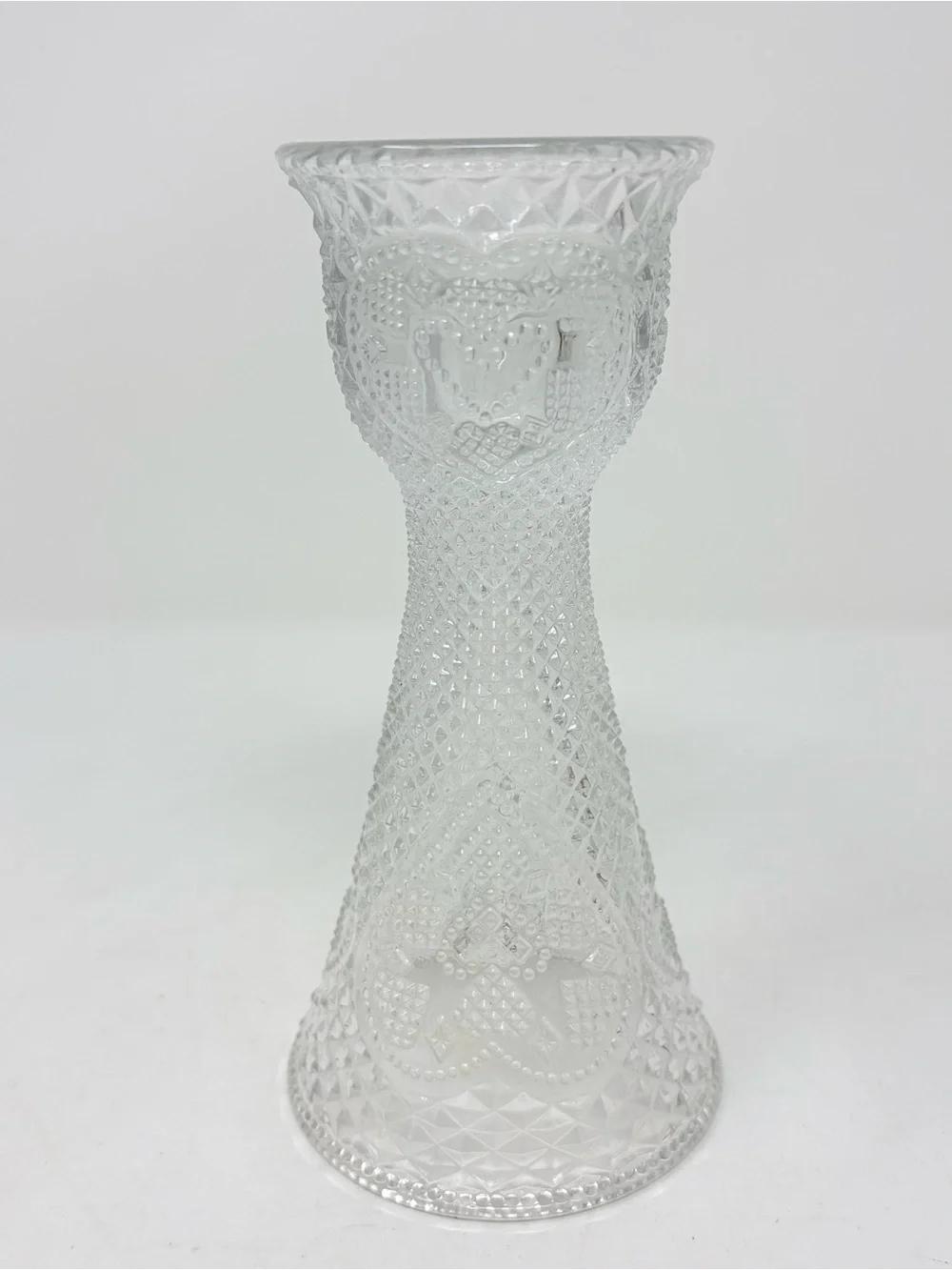1979 Avon and Fostoria Clear Pressed Glass Bual-purpose Vase & Candle Holder 7”
